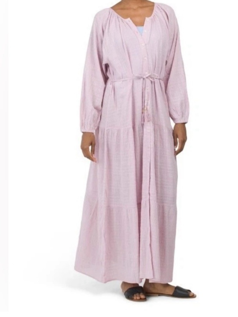 L*space Lavender Napali Maxi Dress Size Small 100% cotton vacation resort beach - Picture 6 of 12
